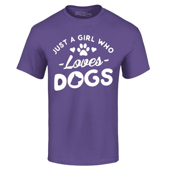 Shop4Ever Men's Just A Girl Who Loves Dogs Graphic T-shirt XXX-Large Purple