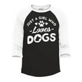 thumbnail image 1 of Shop4Ever Men's Just A Girl Who Loves Dogs Raglan Baseball Shirt XX-Large Black/White, 1 of 4