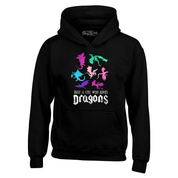 Shop4Ever Men's Just A Girl Who Loves Dragons Hooded Sweatshirt Hoodie XXX-Large Black
