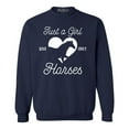 thumbnail image 1 of Shop4Ever Men's Just A Girl Who Loves Horses Crewneck Sweatshirt Medium Navy, 1 of 5