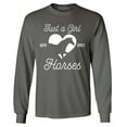 thumbnail image 1 of Shop4Ever Men's Just A Girl Who Loves Horses Long Sleeve Shirt Small Charcoal, 1 of 5