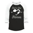thumbnail image 1 of Shop4Ever Men's Just A Girl Who Loves Horses Raglan Baseball Shirt Large Black/White, 1 of 4