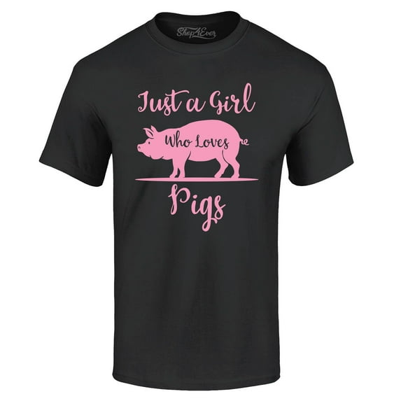 Shop4Ever Men's Just A Girl Who Loves Pigs Graphic T-shirt XX-Large Black