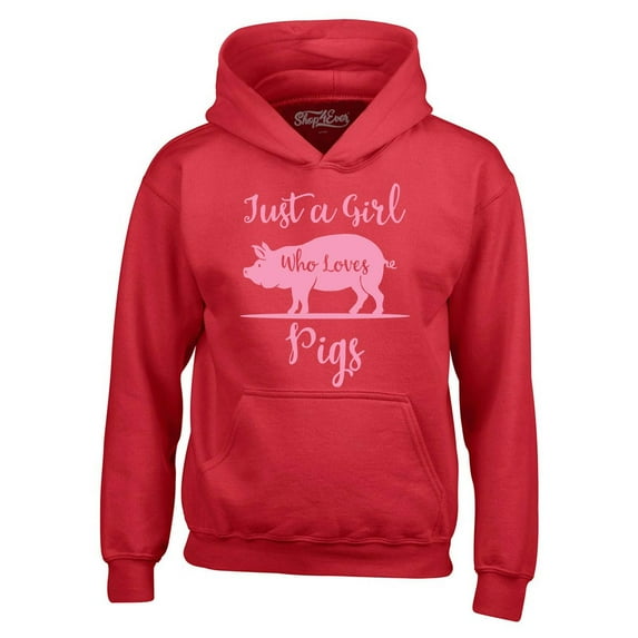 Shop4Ever Men's Just A Girl Who Loves Pigs Hooded Sweatshirt Hoodie X-Large Red