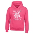 thumbnail image 1 of Shop4Ever Men's Just A Girl Who Loves Turtles Hooded Sweatshirt Hoodie Small Heliconia Pink, 1 of 5