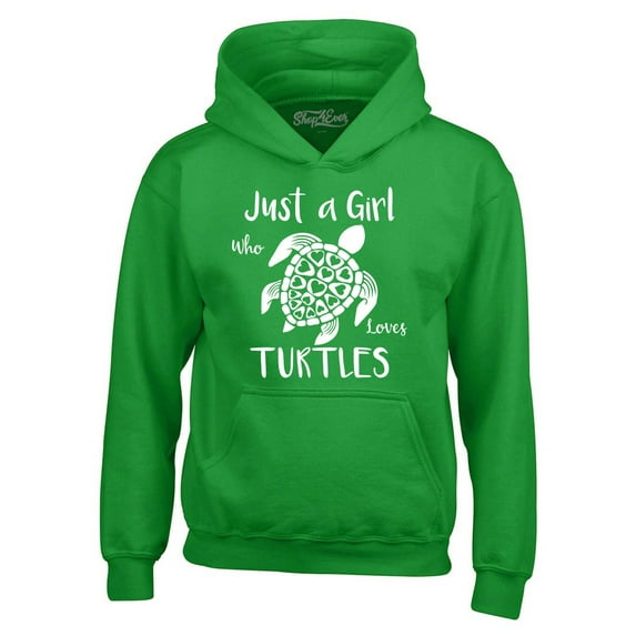 Shop4Ever Men's Just A Girl Who Loves Turtles Hooded Sweatshirt Hoodie Small Irish Green