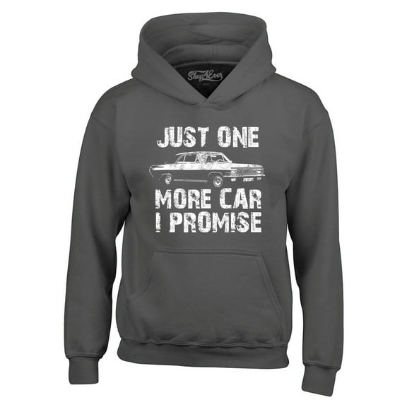 Shop4Ever Men's Just One More Car I Promise Hooded Sweatshirt Hoodie XX-Large Charcoal