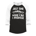 thumbnail image 1 of Shop4Ever Men's Just One More Car I Promise Raglan Baseball Shirt X-Small Black/White, 1 of 4