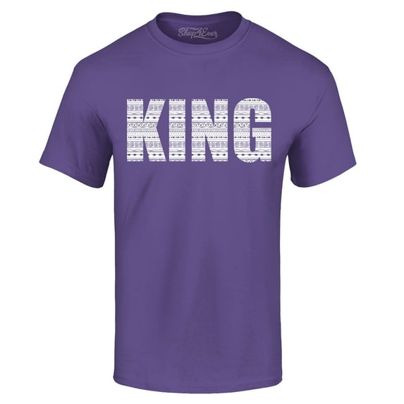 Shop4Ever Men's King African Pattern Style Graphic T-shirt Large Purple