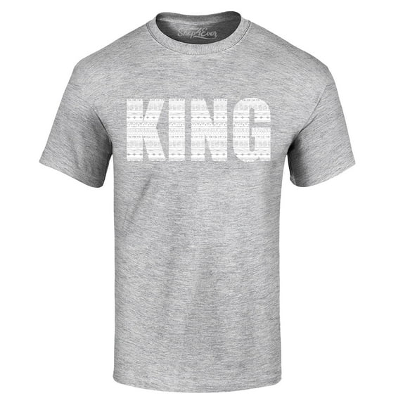 Shop4Ever Men's King African Pattern Style Graphic T-shirt XXX-Large Sports Grey