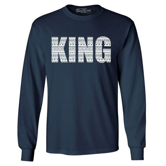 Shop4Ever Men's King African Pattern Style Long Sleeve Shirt XX-Large Navy