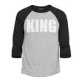 thumbnail image 1 of Shop4Ever Men's King African Pattern Style  Raglan Baseball Shirt XX-Large Heather Grey/Black, 1 of 4