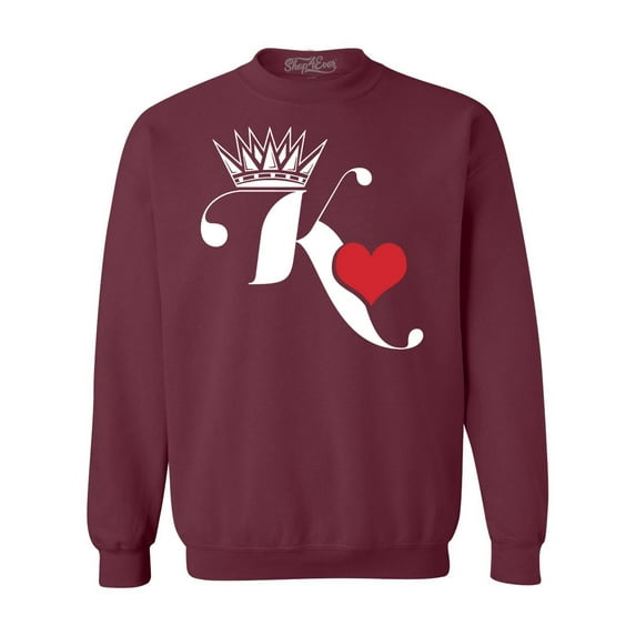 Shop4Ever Men's King of Hearts Crewneck Sweatshirt Large Maroon