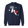 thumbnail image 1 of Shop4Ever Men's King of Hearts Crewneck Sweatshirt Small Navy, 1 of 5