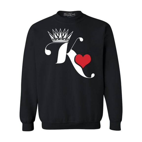 Shop4Ever Men's King of Hearts Crewneck Sweatshirt X-Large Black