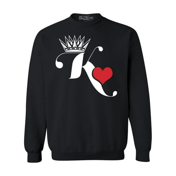 Shop4Ever Men's King of Hearts Crewneck Sweatshirt X-Large Black