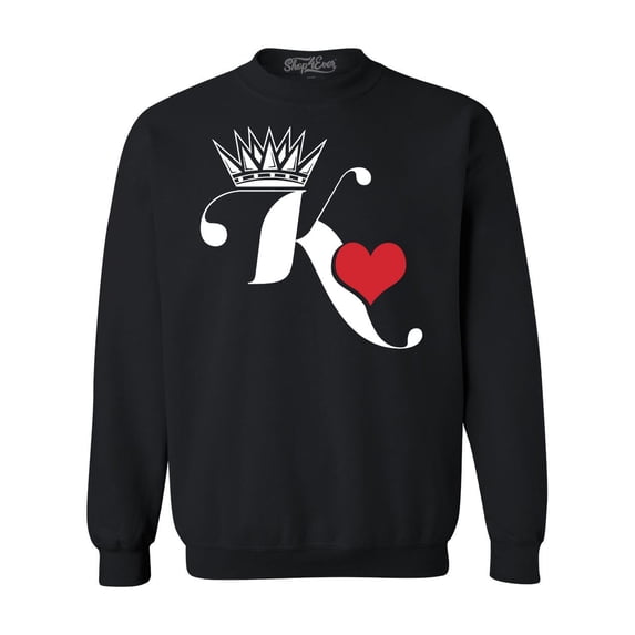 Shop4Ever Men's King of Hearts Crewneck Sweatshirt XX-Large Black