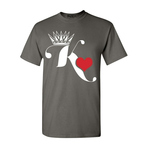 Shop4Ever Men's King of Hearts Graphic T-shirt XX-Large Charcoal