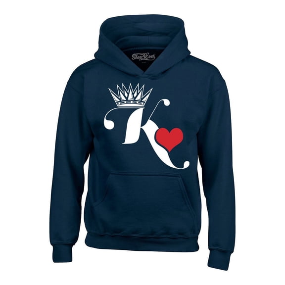 Shop4Ever Men's King of Hearts Hooded Sweatshirt Hoodie Small Navy