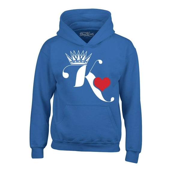 Shop4Ever Men's King of Hearts Hooded Sweatshirt Hoodie Small Royal Blue