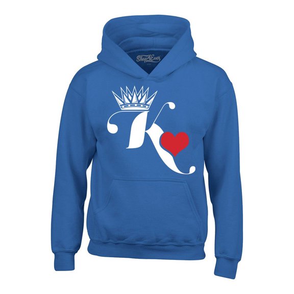 Shop4Ever Men's King of Hearts Hooded Sweatshirt Hoodie X-Large Royal Blue