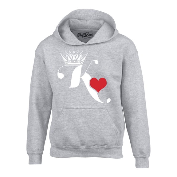 Shop4Ever Men's King of Hearts Hooded Sweatshirt Hoodie X-Large Sports Grey