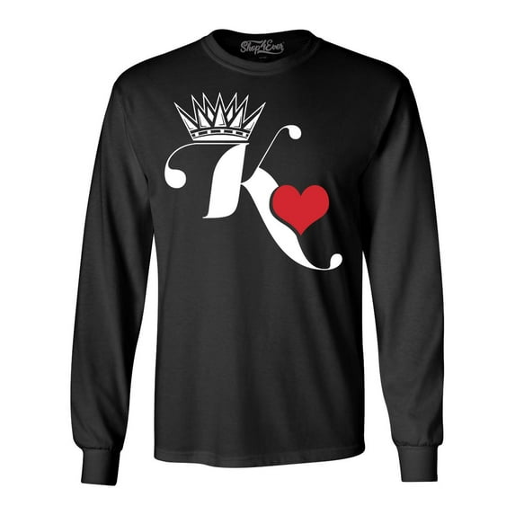 Shop4Ever Men's King of Hearts Long Sleeve Shirt Medium Black