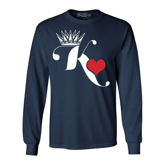 Shop4Ever Men's King of Hearts Long Sleeve Shirt Medium Navy