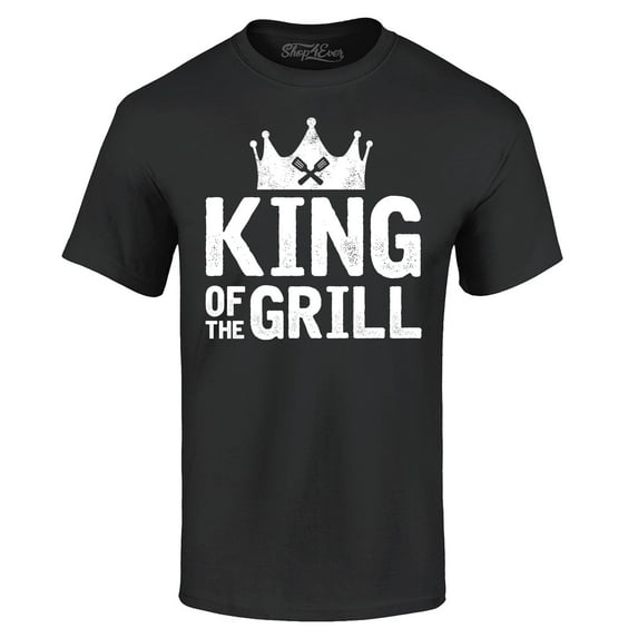 Shop4Ever Men's King of The Grill Cooking BBQ Graphic T-shirt X-Large Black
