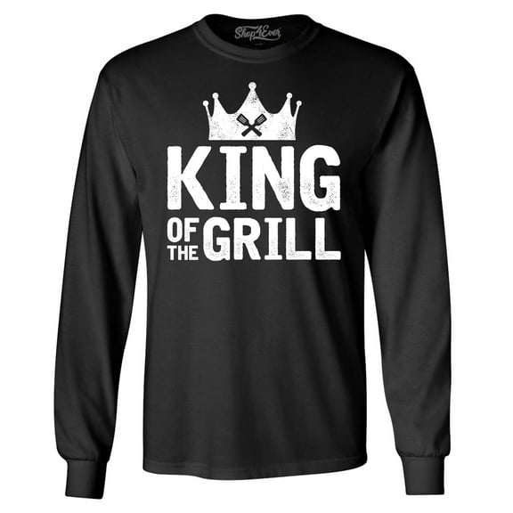 Shop4Ever Men's King of The Grill Cooking BBQ  Long Sleeve Shirt Small Black