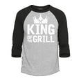 thumbnail image 1 of Shop4Ever Men's King of The Grill Cooking BBQ  Raglan Baseball Shirt Small Heather Grey/Black, 1 of 4