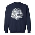 thumbnail image 1 of Shop4Ever Men's Lion Verse I Can Do All Things Through Christ Crewneck Sweatshirt Large Navy, 1 of 5