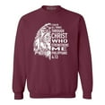 thumbnail image 1 of Shop4Ever Men's Lion Verse I Can Do All Things Through Christ Crewneck Sweatshirt XX-Large Maroon, 1 of 5