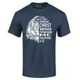 thumbnail image 1 of Shop4Ever Men's Lion Verse I Can Do All Things Through Christ Graphic T-shirt XX-Large Navy, 1 of 5