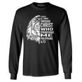 thumbnail image 1 of Shop4Ever Men's Lion Verse I Can Do All Things Through Christ Long Sleeve Shirt Small Black, 1 of 5