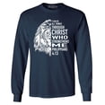 thumbnail image 1 of Shop4Ever Men's Lion Verse I Can Do All Things Through Christ Long Sleeve Shirt XXX-Large Navy, 1 of 5