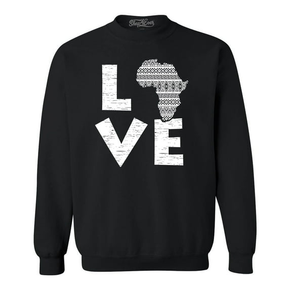 Shop4Ever Men's Love Africa Crewneck Sweatshirt XXX-Large Black