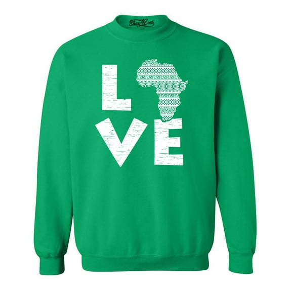 Shop4Ever Men's Love Africa Crewneck Sweatshirt XXX-Large Irish Green