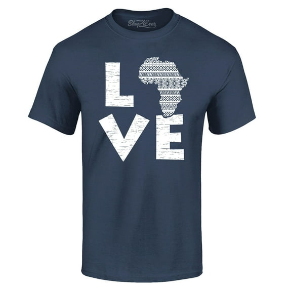 Shop4Ever Men's Love Africa Graphic T-shirt Medium Navy