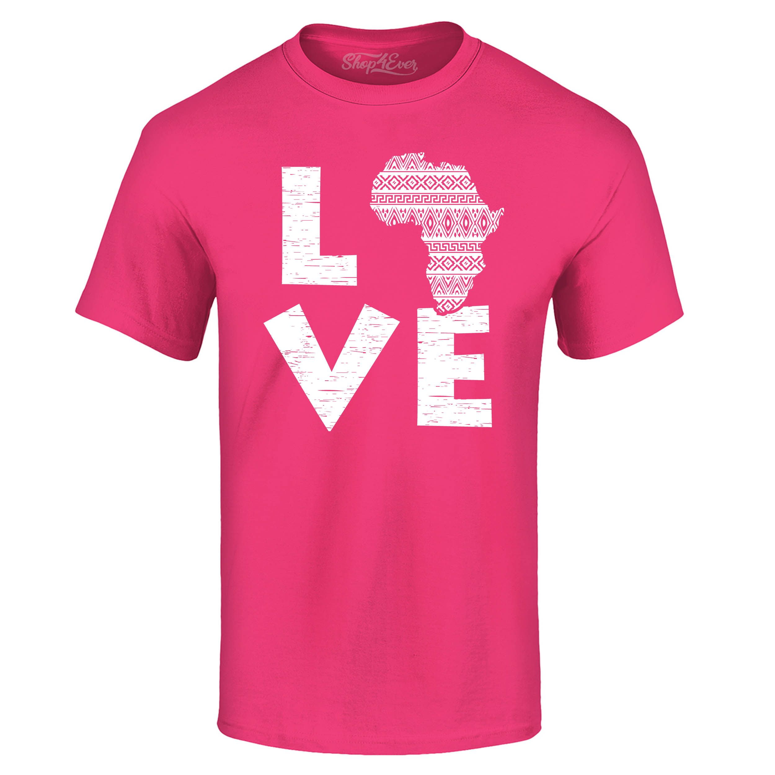 Shop4Ever Men's Love Africa Graphic T-shirt XXXXX-Large Azalea