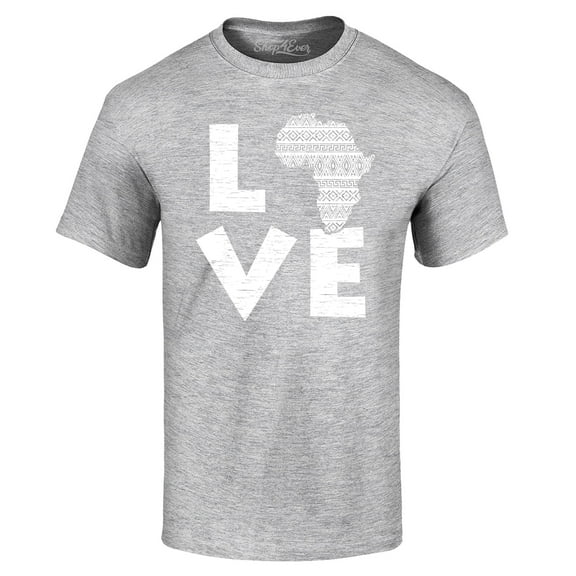 Shop4Ever Men's Love Africa Graphic T-shirt Small Sports Grey