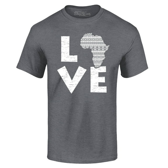 Shop4Ever Men's Love Africa Graphic T-shirt X-Large Dark Heather