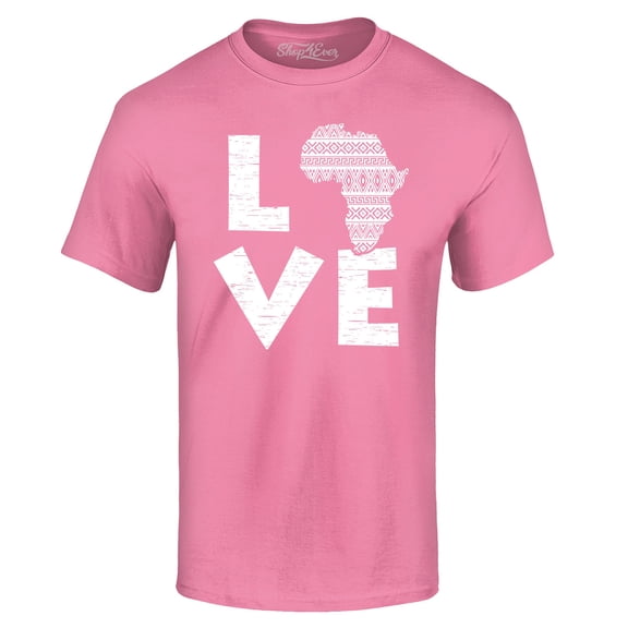 Shop4Ever Men's Love Africa Graphic T-shirt XXXX-Large Azalea Pink