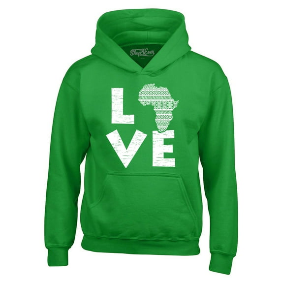 Shop4Ever Men's Love Africa Hooded Sweatshirt Hoodie XX-Large Irish Green