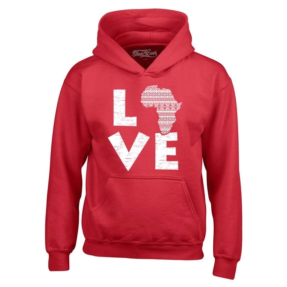 Shop4Ever Men's Love Africa Hooded Sweatshirt Hoodie XX-Large Red
