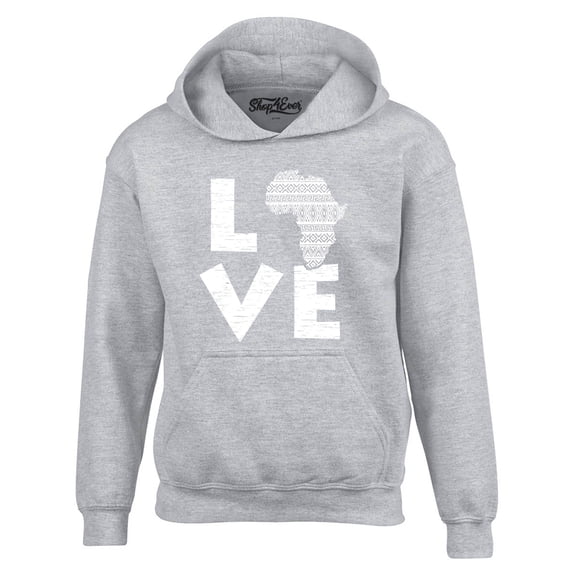 Shop4Ever Men's Love Africa Hooded Sweatshirt Hoodie XXX-Large Sports Grey