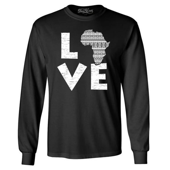 Shop4Ever Men's Love Africa Long Sleeve Shirt Large Black
