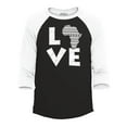 thumbnail image 1 of Shop4Ever Men's Love Africa Raglan Baseball Shirt Small Black/White, 1 of 4