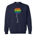 thumbnail image 1 of Shop4Ever Men's Love is Love Rainbow Flower Gay LGBTQ Pride Crewneck Sweatshirt XX-Large Navy, 1 of 5