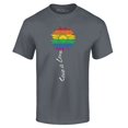 thumbnail image 1 of Shop4Ever Men's Love is Love Rainbow Flower Gay LGBTQ Pride Graphic T-shirt XXXX-Large Charcoal, 1 of 5